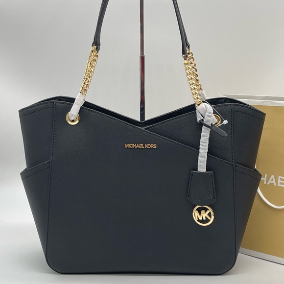 Michael Kors Large X Chain Shoulder Tote Bag Black - Picture 1 of 11
